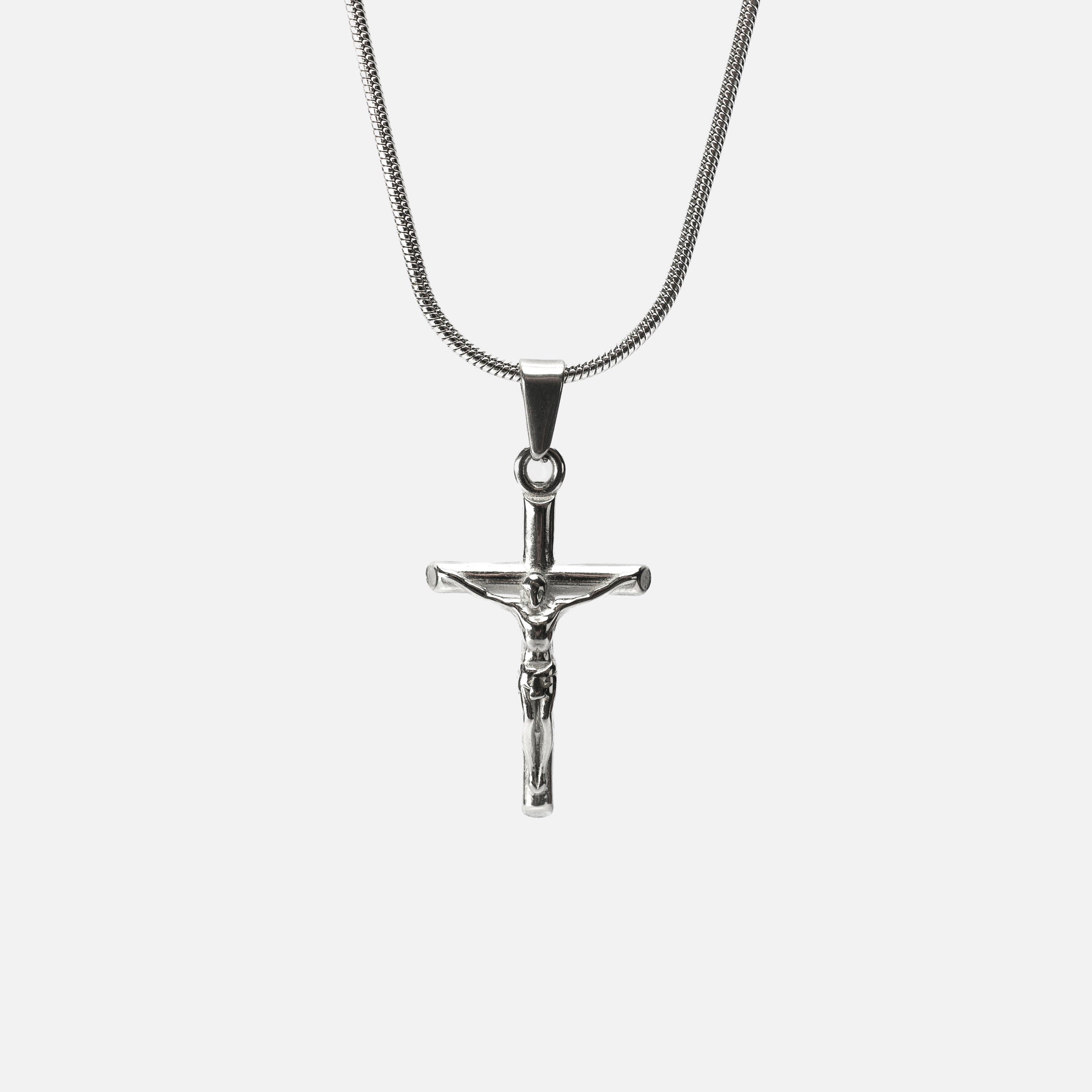 Cross - Ezüst Kereszt Nyaklánc Férfiaknak és Nőknek, rozsdamentes acélból. Teljes mértékben víz, elszíneződés és rozsda álló. Ékszer, divatékszer. Unisex. Medál. Férfi ékszer. Női ékszer. Unisex ékszer. Férfi nyaklánc. Ajándék férfi nyaklánc. Női nyaklánc. Ajándék női nyaklánc